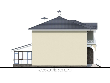 Проекты домов Альфаплан - «Либезюсефрау» — удобный дом с романтическими фасадами - превью фасада №3