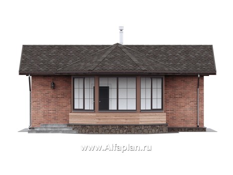Проекты домов Альфаплан - Баня с удобной красивой верандой (беседкой) - превью фасада №1