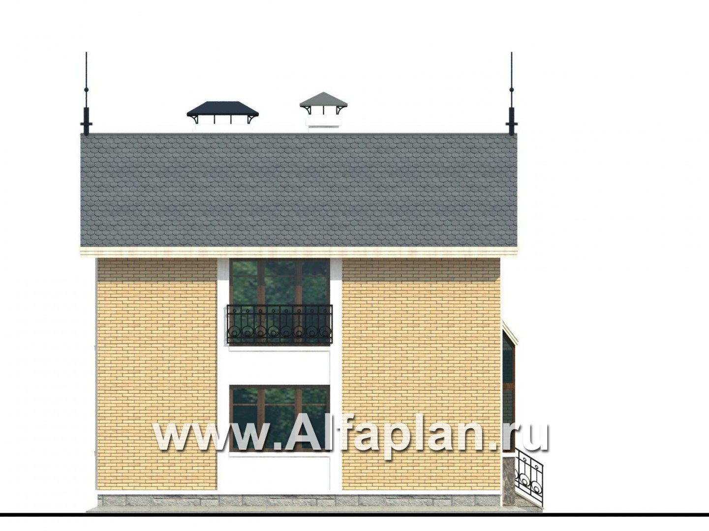 Проекты домов Альфаплан - «Фантазия» - проект дома с компактным планом для небольшого участка - изображение фасада №3