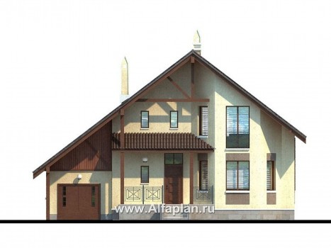Проекты домов Альфаплан - «Регенсбург» - проект коттеджа в немецкой традиции - превью фасада №1