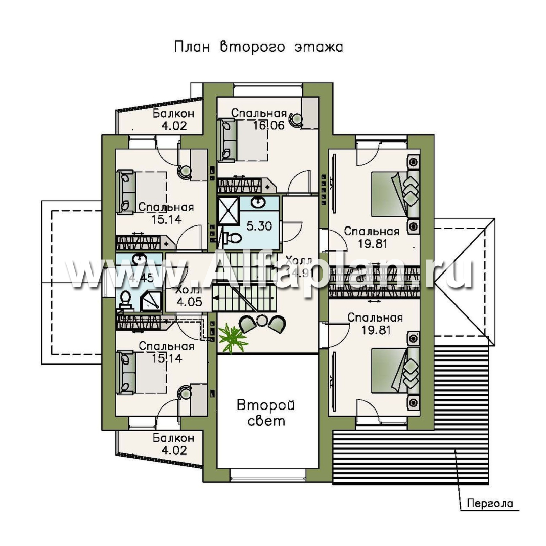 Проекты домов Альфаплан - «Три  семерки» - проект трехэтажного дома, гараж в цоколе, второй свет и панорамные окна, современный дизайн дома - изображение плана проекта №4