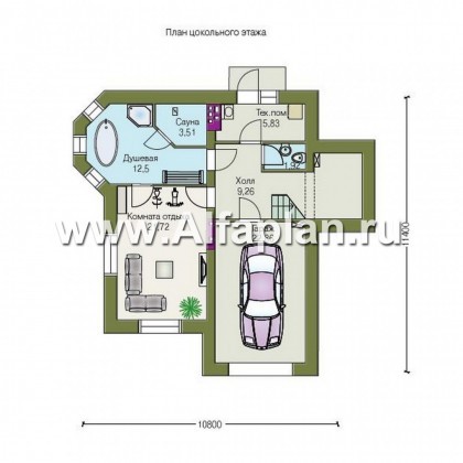 Проекты домов Альфаплан - «Корвет» - трехэтажный коттедж с гаражом - превью плана проекта №1
