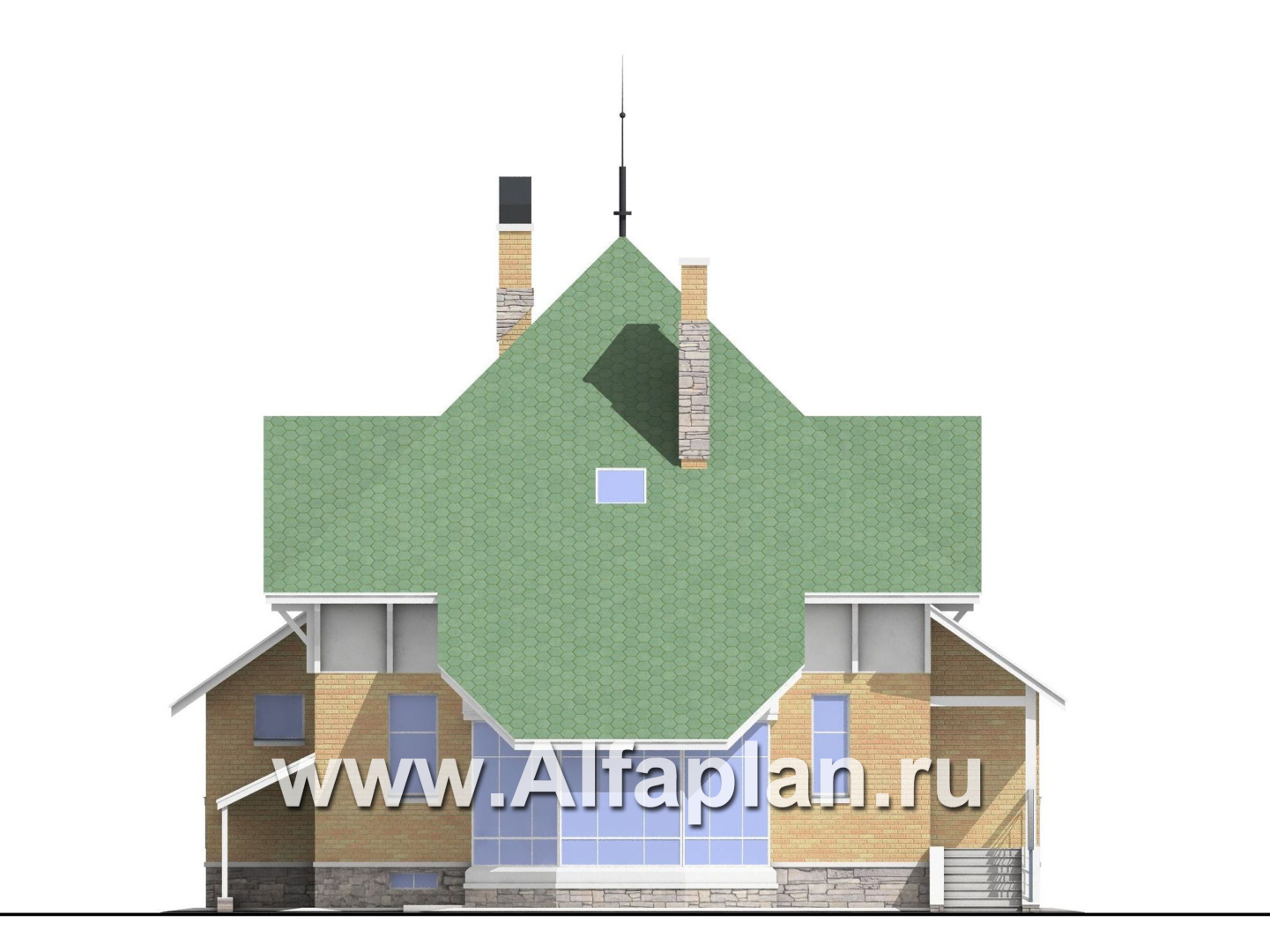 Проекты домов Альфаплан - «Петит Плюс» - коттедж с цокольным этажом - изображение фасада №4