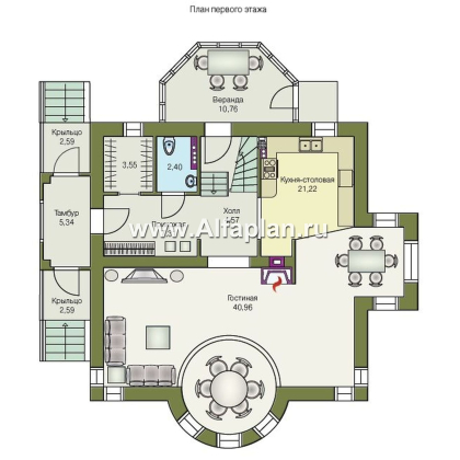 Проекты домов Альфаплан - «Петит Плюс» - коттедж с цокольным этажом - превью плана проекта №2