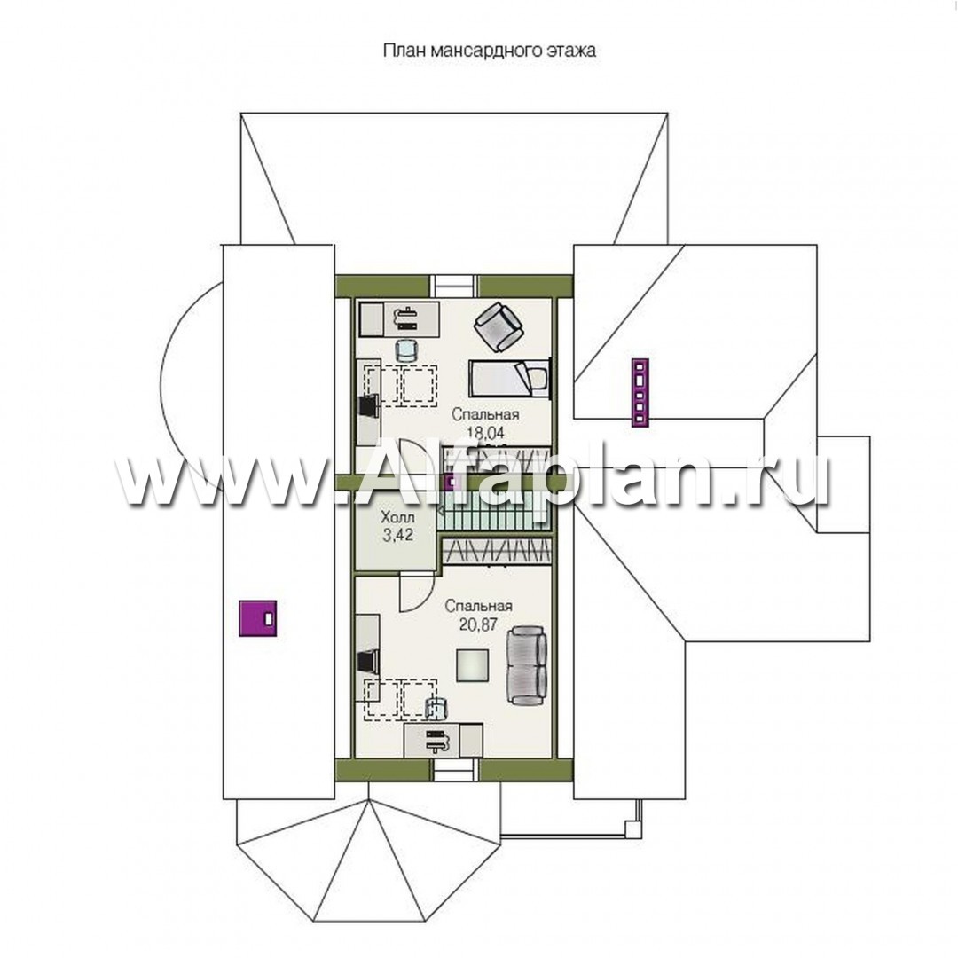 Проекты домов Альфаплан - «Пенаты» - дом с богатой живописной архитектурой - изображение плана проекта №3