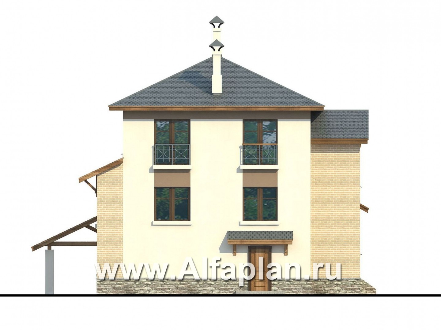 Проекты домов Альфаплан - Дом из газобетона «Аура» в современном стиле - изображение фасада №4