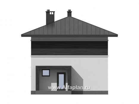 Проект двухэтажного дома из газобетона, планировка с кабинетом на 1 эт, в современном стиле - превью фасада дома