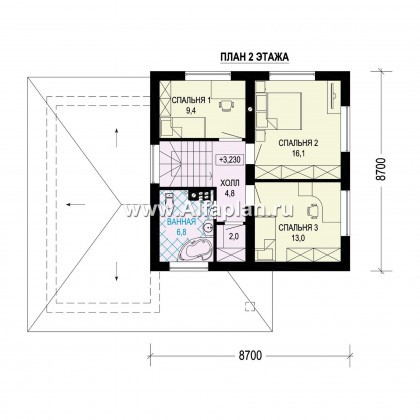 Проекты домов Альфаплан - Современный двухэтажный дом из газобетона с гаражом - превью плана проекта №2