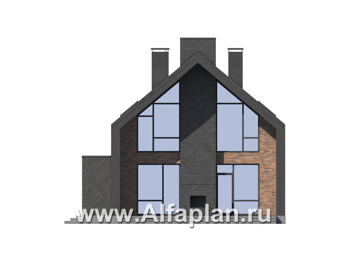 Проект дома с мансардой, планировка с террасой, 5 спален, в стиле барнхаус - фасад дома