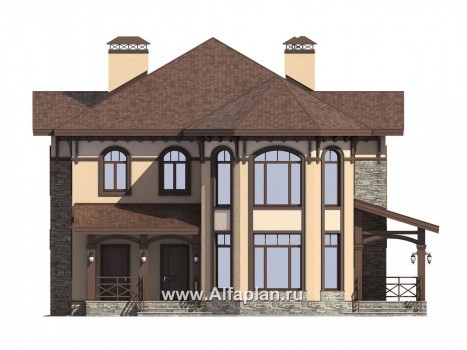 Проекты домов Альфаплан - Проект респектабельного двухэтажного дома - превью фасада №1