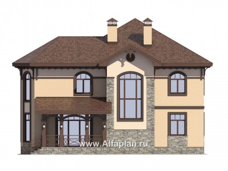 Проекты домов Альфаплан - Проект респектабельного двухэтажного дома - превью фасада №4