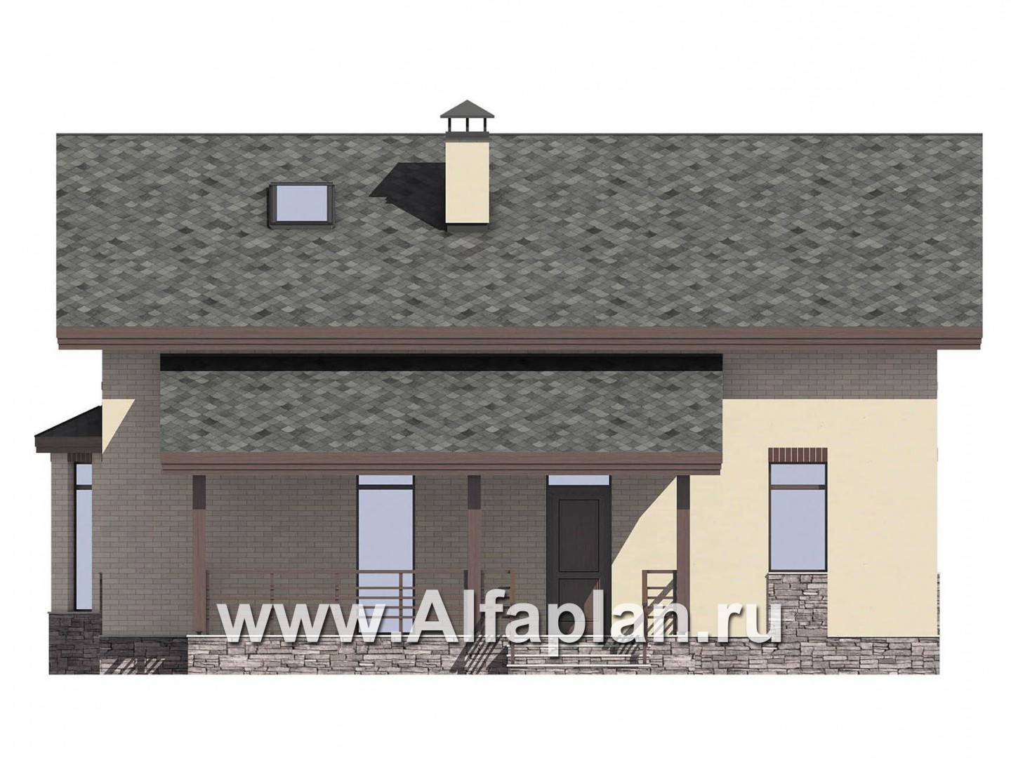 Проекты домов Альфаплан - Проект небольшого дома для большой семьи(6 спален) - изображение фасада №4