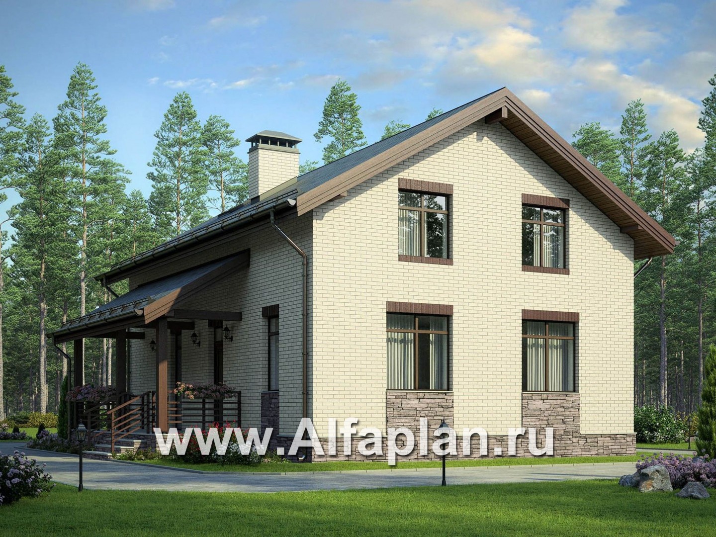 Проекты домов Альфаплан - Проект небольшого дома для большой семьи(6 спален) - дополнительное изображение №1