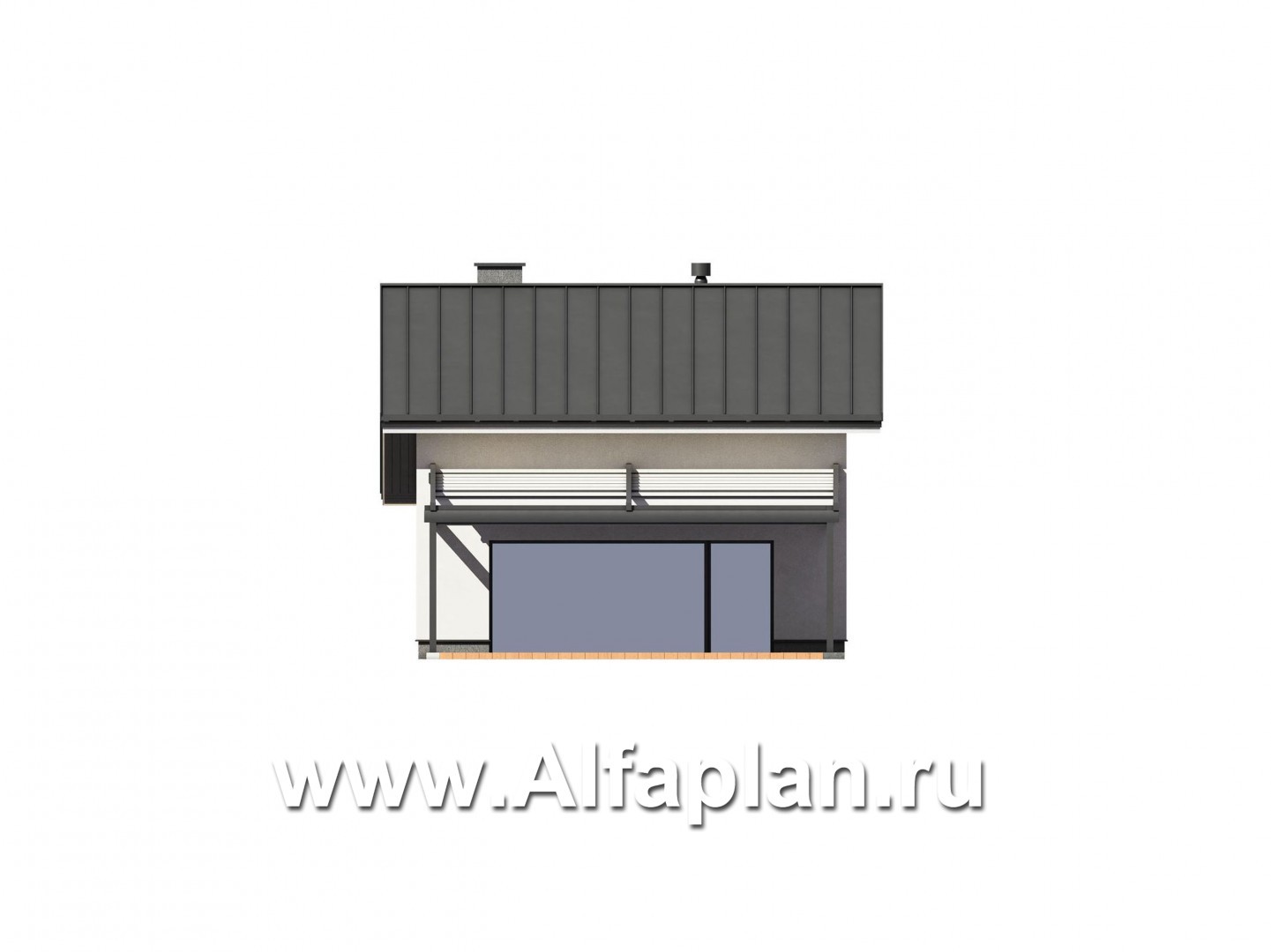 Проект бани с мансардой и с террасой, дом для отдыха, дача - фасад дома