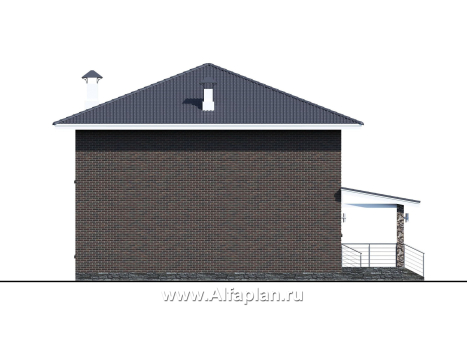 «Эрго» - проект дома 10х10м, планировка с террасой со стороны входа, с удобной планировкой - превью фасада дома
