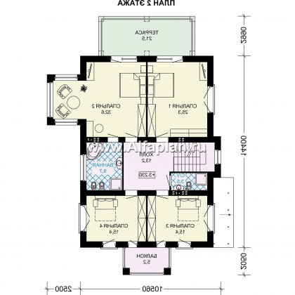 Проекты домов Альфаплан - Проект особняка бизнес класса с цокольным этажом и мансардой - превью плана проекта №3