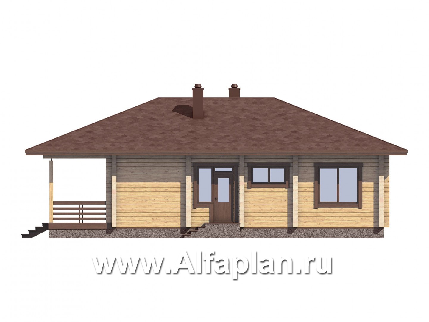 Проекты домов Альфаплан - Проект удобной дачи с большой террасой - изображение фасада №4