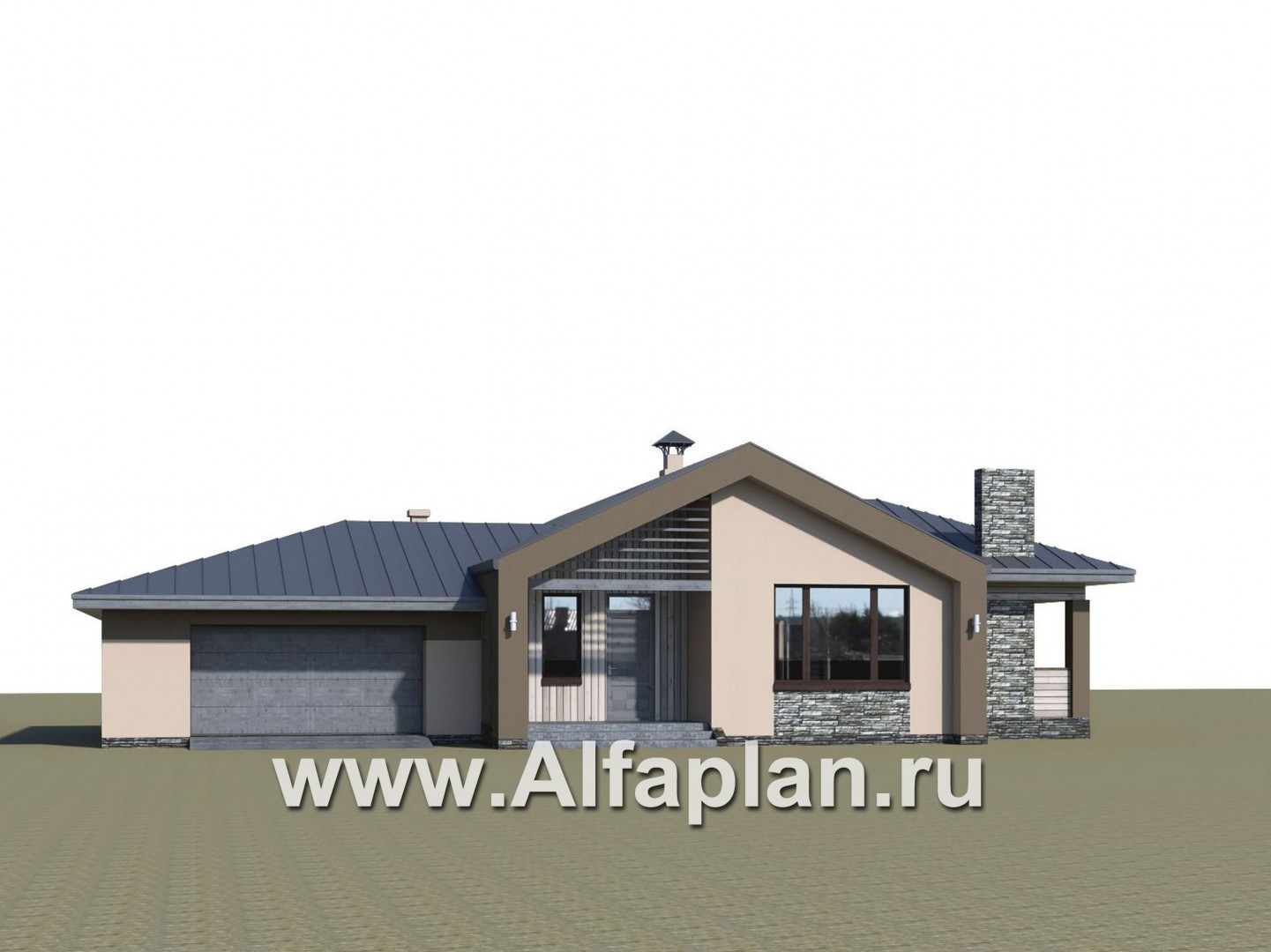 Проекты домов Альфаплан - «Аркада» - современный одноэтажный дом с террасой и большим гаражом - дополнительное изображение №3