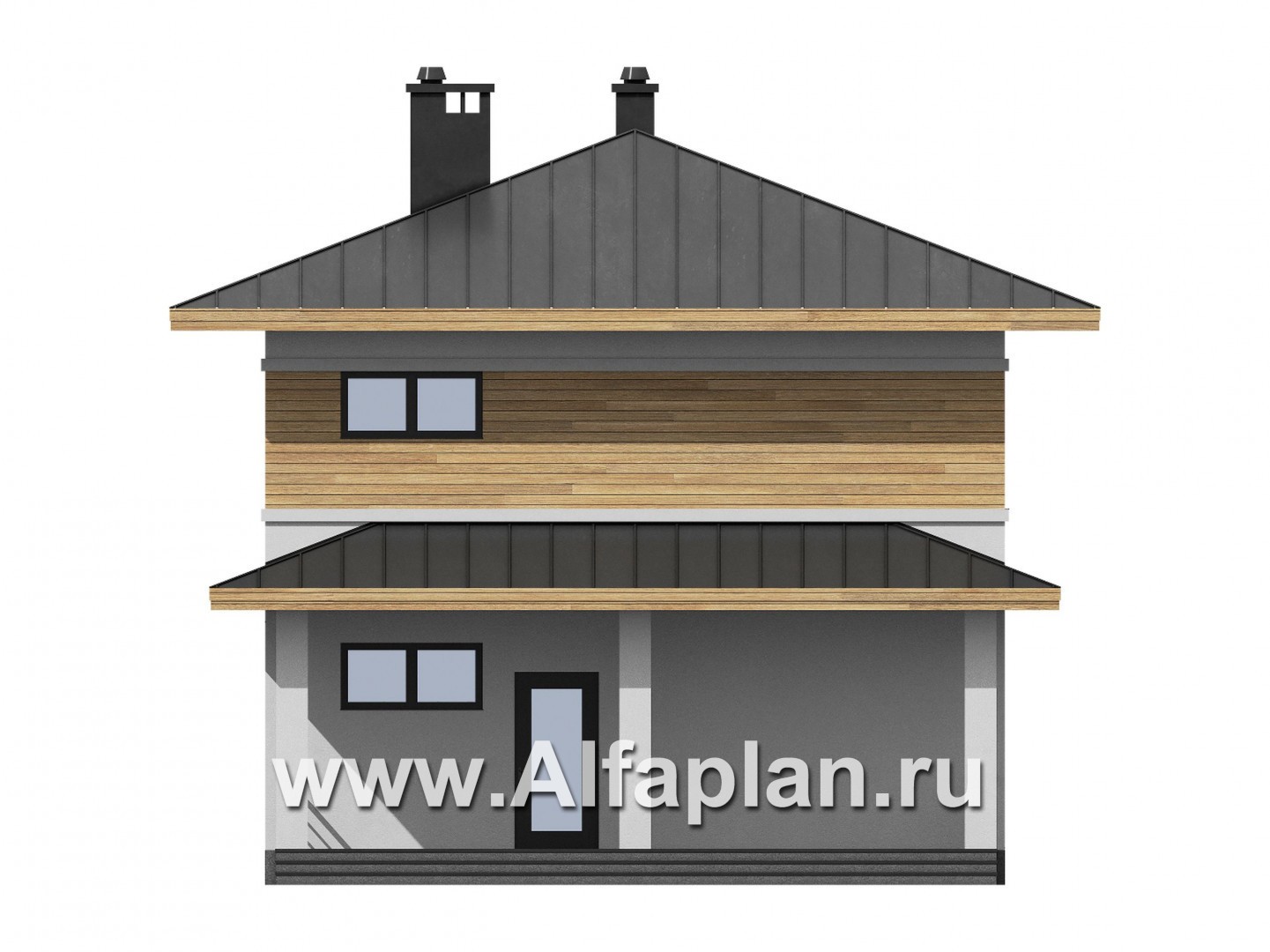 Проекты домов Альфаплан - Проект  двухэтажного дома с компактным планом - изображение фасада №1