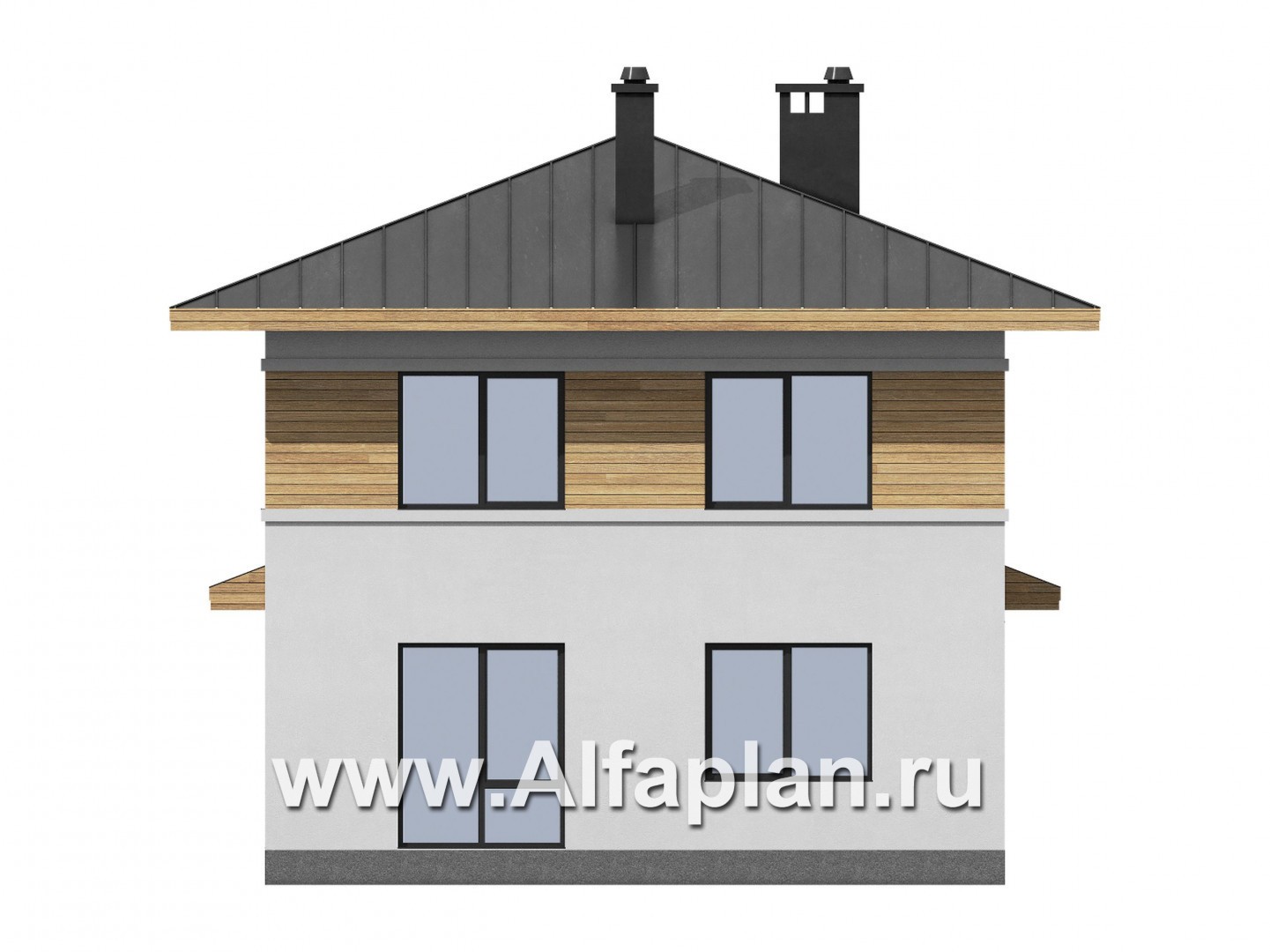 Проекты домов Альфаплан - Проект  двухэтажного дома с компактным планом - изображение фасада №3