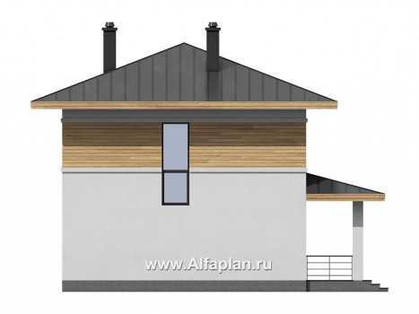 Проекты домов Альфаплан - Проект  двухэтажного дома с компактным планом - превью фасада №2