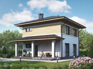 Проекты домов Альфаплан - Проект  двухэтажного дома с компактным планом - превью основного изображения