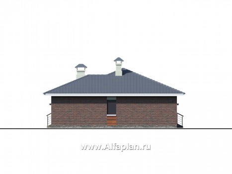 Проекты домов Альфаплан - «Онега» - проект одноэтажного дома со скрытой установкой ролет на окнах - превью фасада №3