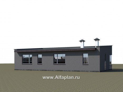 Проекты домов Альфаплан - Проект одноэтажного дома с тремя спальнями - превью дополнительного изображения №2