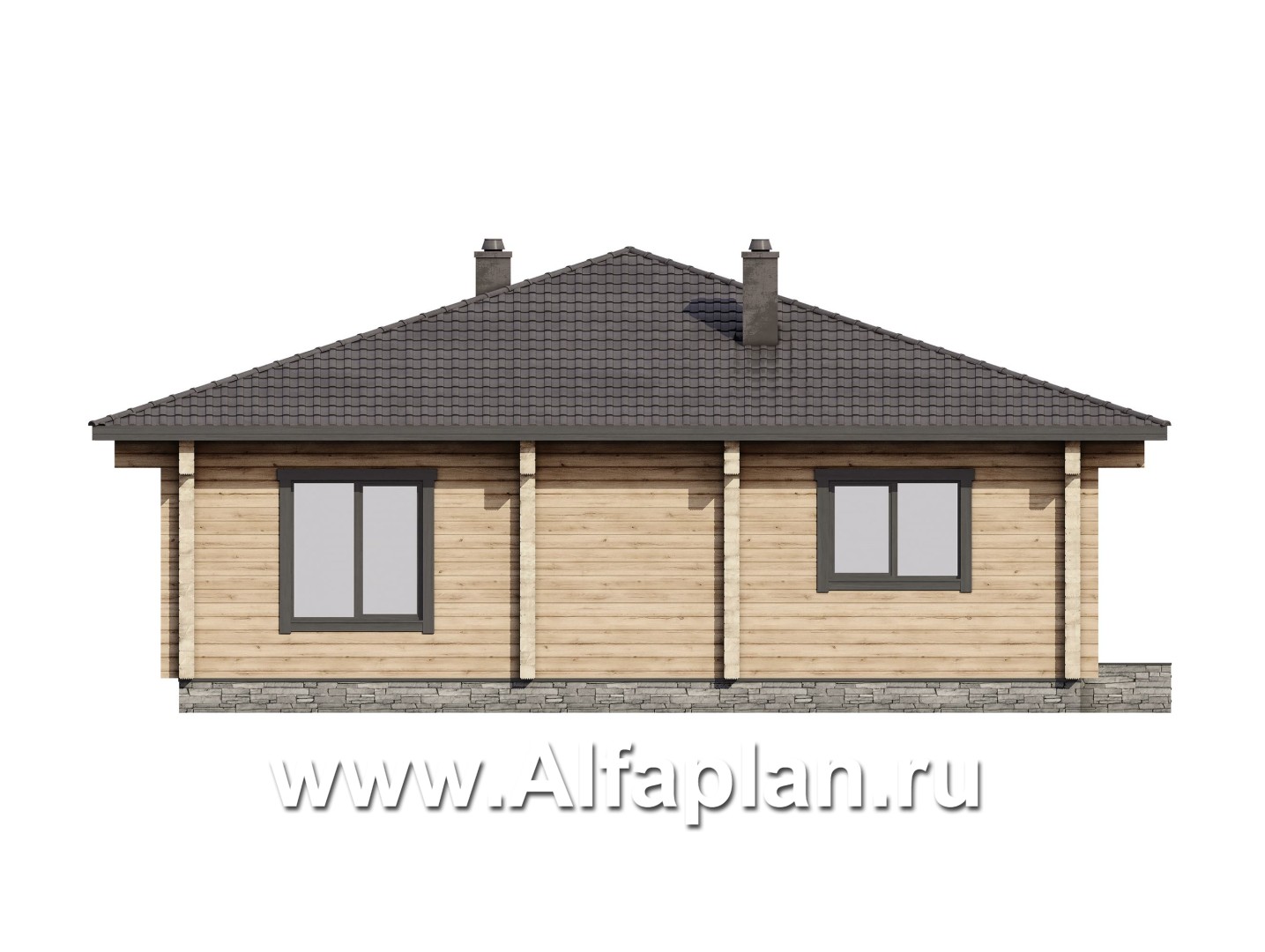 Проекты домов Альфаплан - Проект одноэтажного  дома  из бруса для отдыха - изображение фасада №2