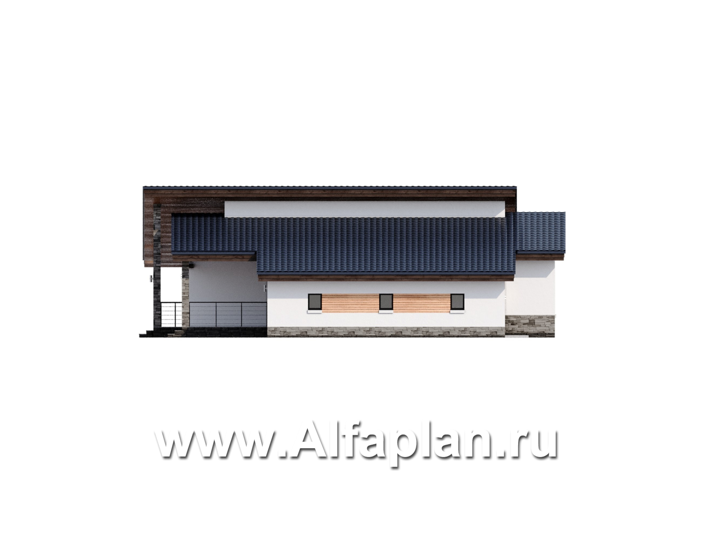 Проекты домов Альфаплан - "Ривьера" - современный, роскошный одноэтажный дом - изображение фасада №2