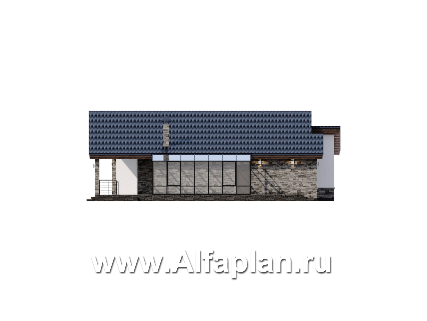 Проекты домов Альфаплан - "Ривьера" - современный, роскошный одноэтажный дом - изображение фасада №2