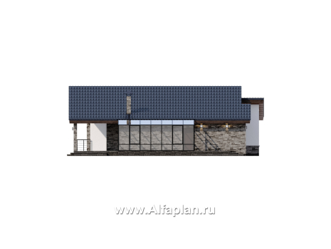 Проекты домов Альфаплан - "Ривьера" - современный, роскошный одноэтажный дом - превью фасада №2