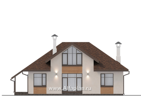 Проекты домов Альфаплан - "Тигода" - компактный простой дом с мансардой - превью фасада №1