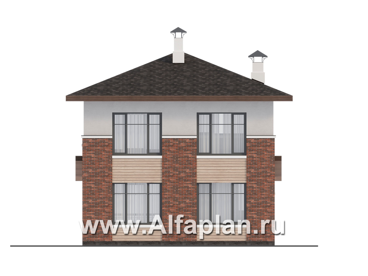 Проекты домов Альфаплан - "Остров сокровищ" - проект комфортного, простого дома из газобетона, с террасой со стороны главного фасада - изображение фасада №4