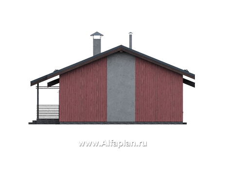 Проекты домов Альфаплан - "Литен" - проект маленького одноэтажного дома с комфортной планировкой, с террасой - превью фасада №2