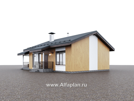 Проекты домов Альфаплан - "Литен" - проект маленького одноэтажного дома с комфортной планировкой, с террасой - превью дополнительного изображения №5