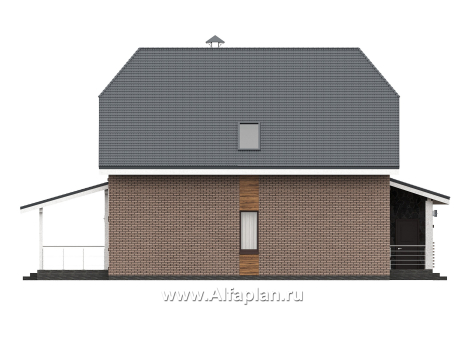 «Династия» - проект дома с мансардой, с террасой, мастер спальня - превью фасада дома