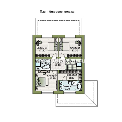 «Династия» - проект дома с мансардой, с террасой, мастер спальня - превью план дома