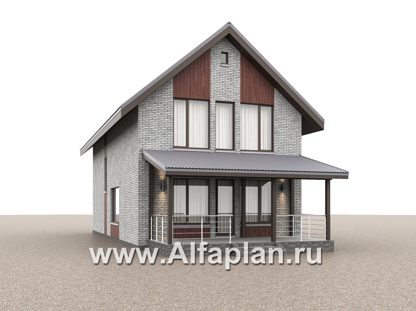 Проекты домов Альфаплан - "Мой путь" - проект дома из кирпича, 2 этажа, с террасой и с 5-ю спальнями - дополнительное изображение №3
