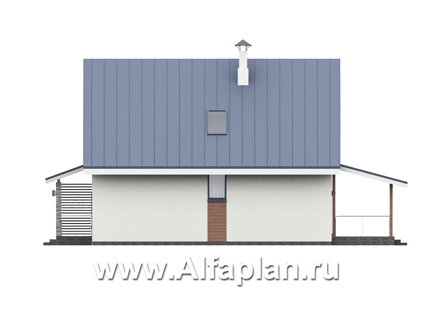 Проекты домов Альфаплан - "Генезис" - проект дома с мансардой, с террасой в современном стиле - изображение фасада №2
