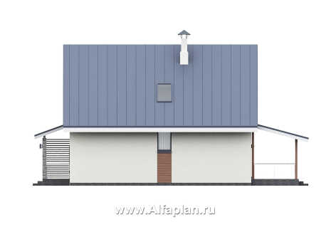 Проекты домов Альфаплан - "Генезис" - проект дома с мансардой, с террасой в современном стиле - превью фасада №2