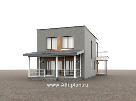 Проекты домов Альфаплан - "Викинг" - проект дома, 2 этажа, с сауной и с террасой, в стиле хай-тек - превью дополнительного изображения №3