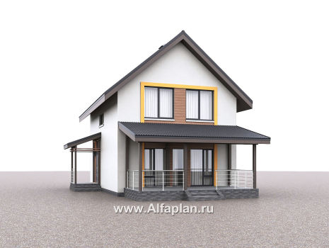 Проекты домов Альфаплан - "Викинг" - проект дома, 2 этажа, с сауной и с террасой, в скандинавском стиле - превью дополнительного изображения №3