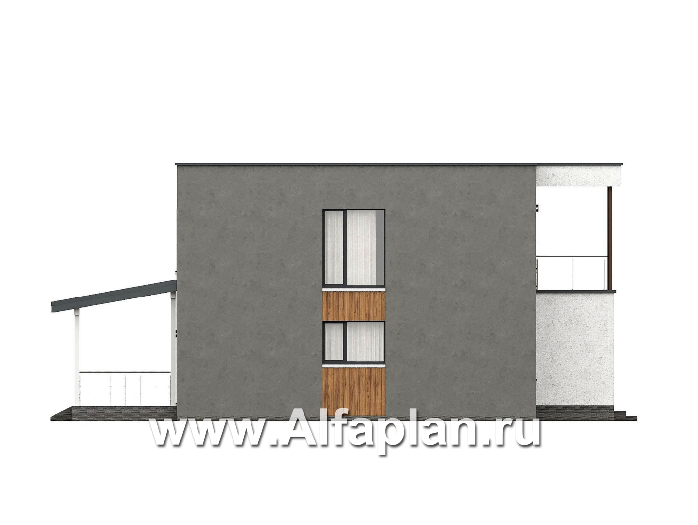 Проекты домов Альфаплан - "Викинг" - проект дома, 2 этажа, с сауной и с террасой, в стиле хай-тек - изображение фасада №3