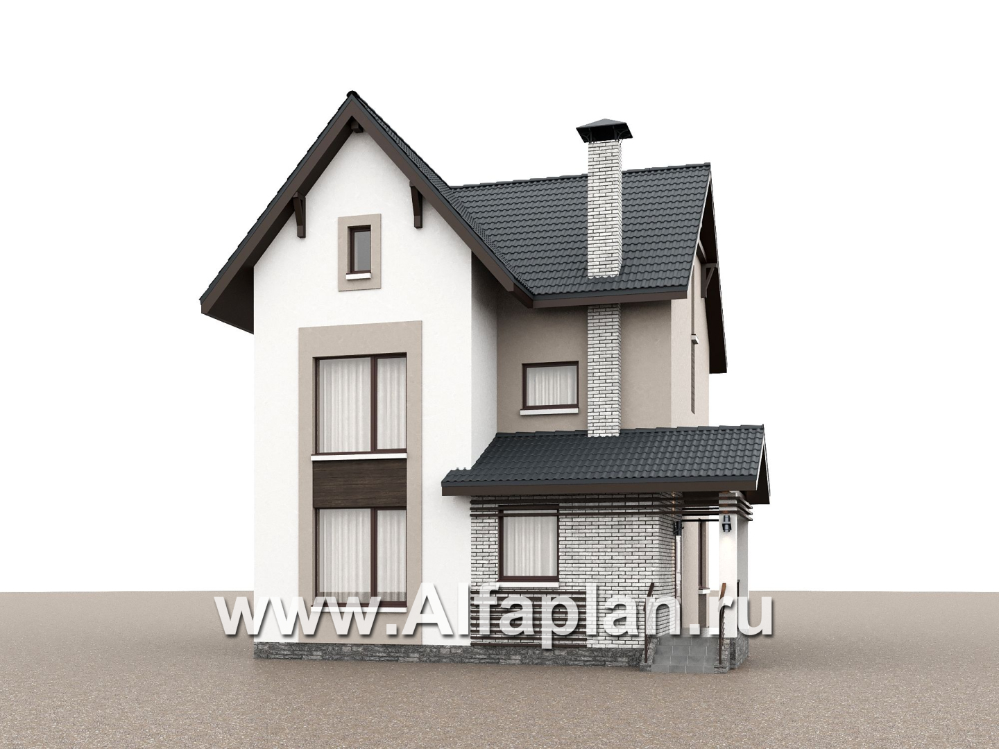 «Темная долина» - проект двухэтажного дома, с мансардой - дизайн дома №1