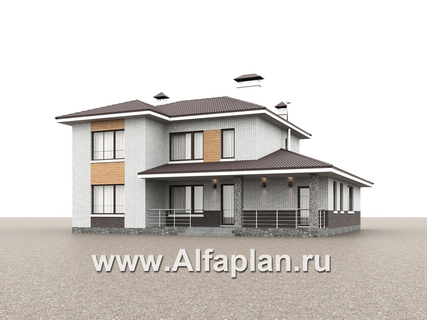 «Формула успеха» - проект двухэтажного дома из газобетона, в скандинавском стиле, удобный план дома с сауной - дизайн дома №2