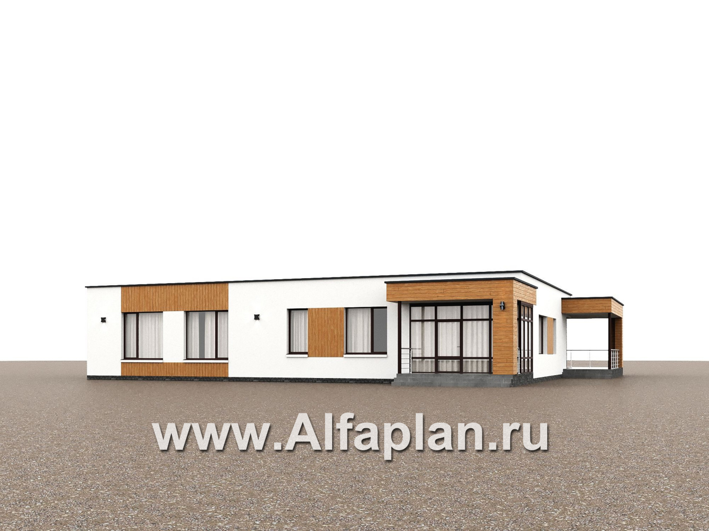 «Финансист» - проект одноэтажного дома, планировка мастер спальня, с сауной и с террасой - дизайн дома №2