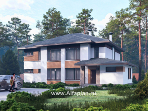 «Каменная гавань» - проект двухэтажного коттеджа, планировка две спальни на 1 эт и второй свет в гостиной, три мастер спальни, в стиле минимализм