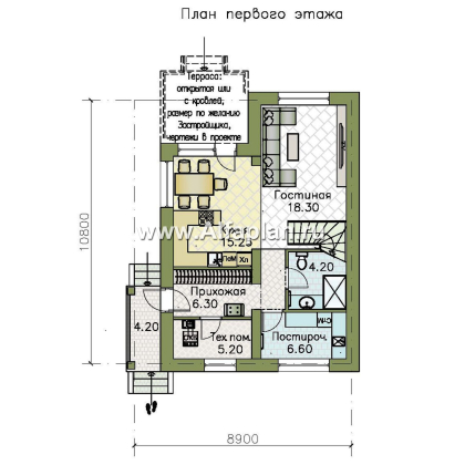 «Темная долина» - проект двухэтажного дома, с мансардой - превью план дома