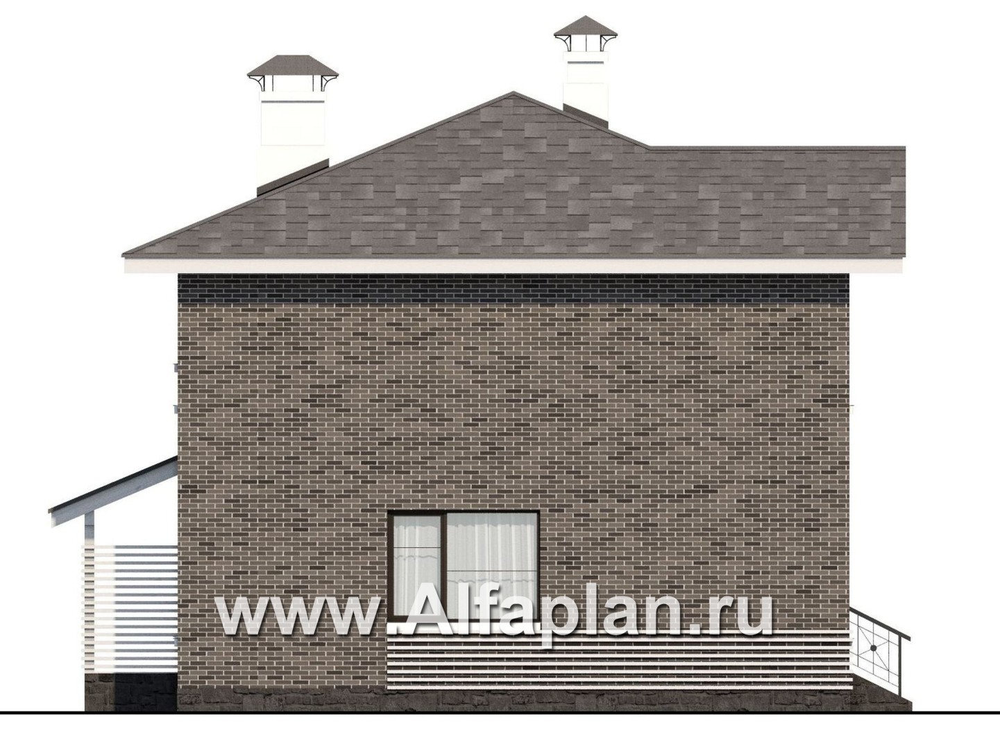Проекты домов Альфаплан - Кирпичный дом «Серебро» для небольшой семьи - изображение фасада №2